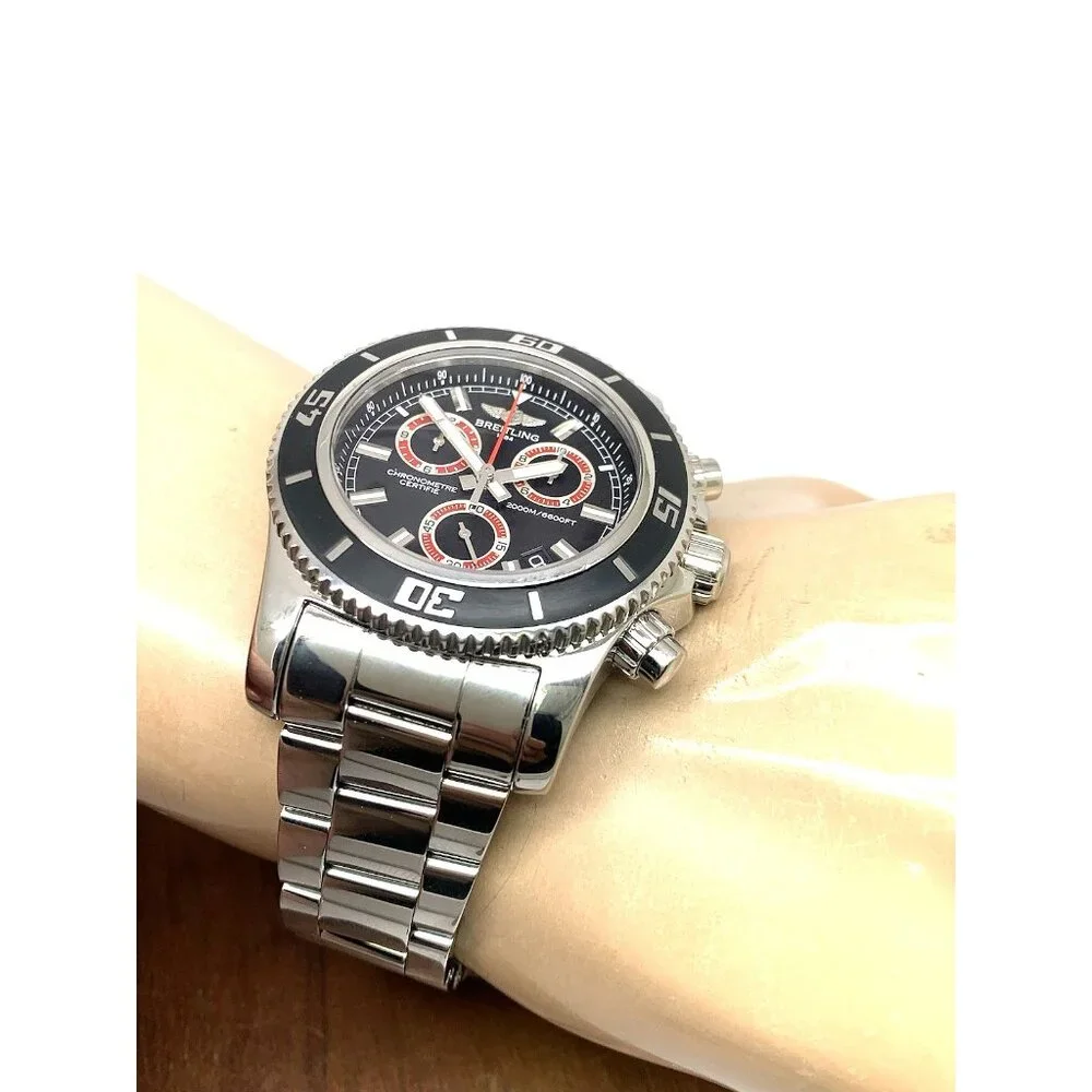 Breitling Men's Watch A73310 Superocean Swiss Quartz Chronograph Black Dial 46mm
